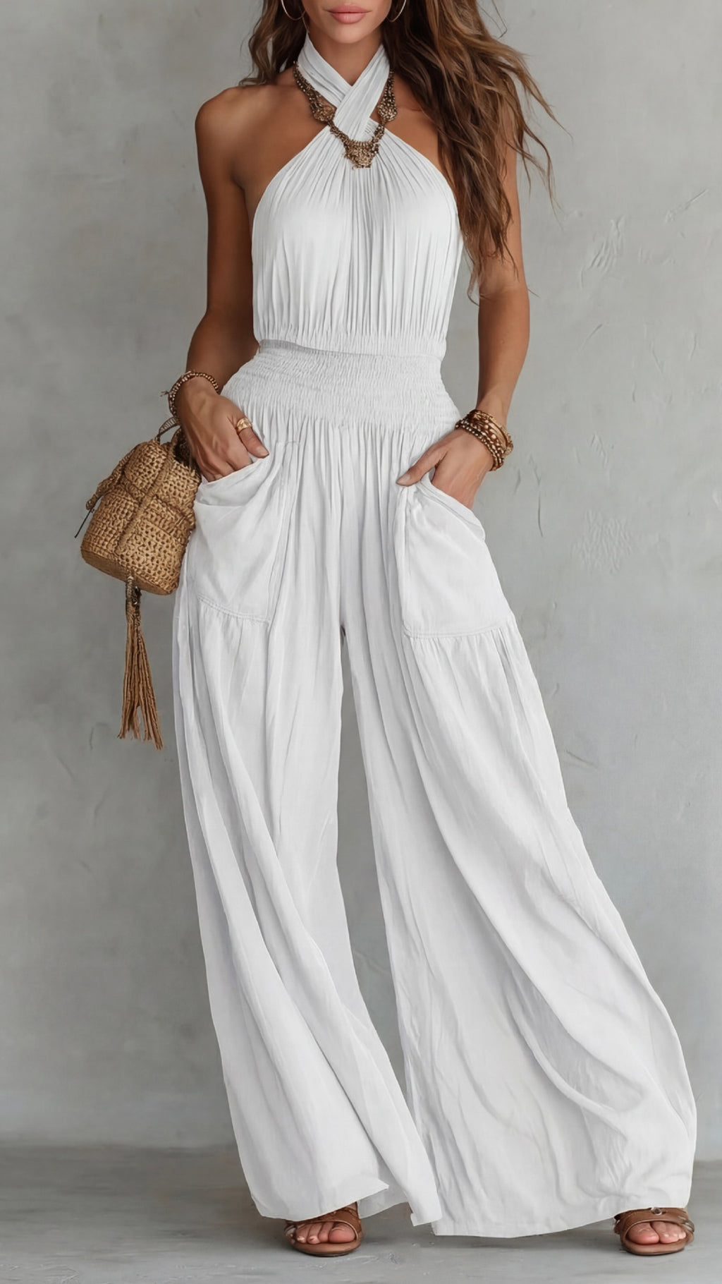 Women’s Halter Neck Wide-Leg Jumpsuit