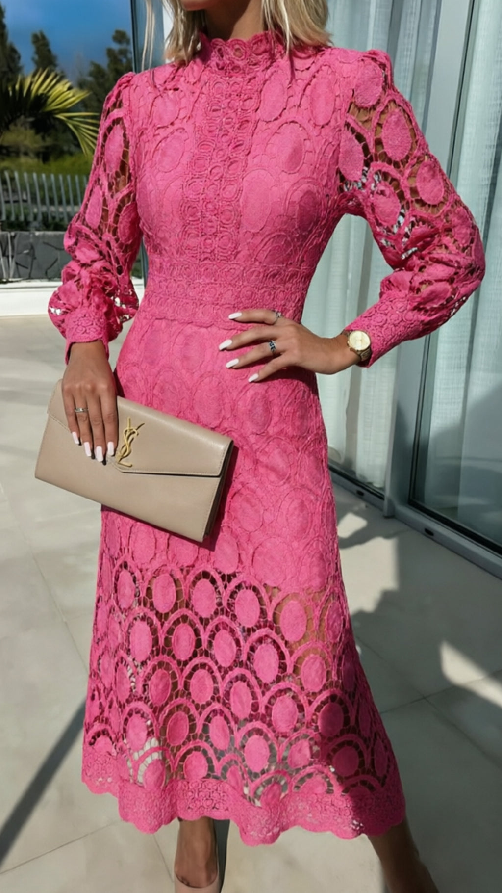 Women’s Lace Cotton-Blend Midi Dress