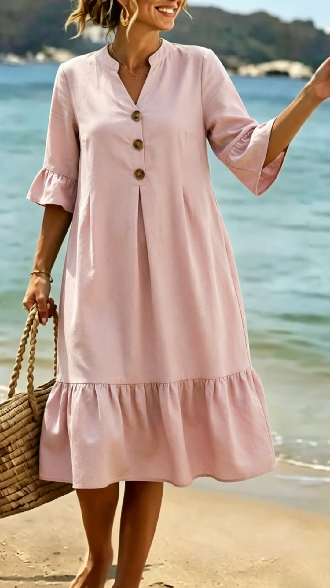Women’s Cotton-Blend Polka Dot Ruffle Hem Dress