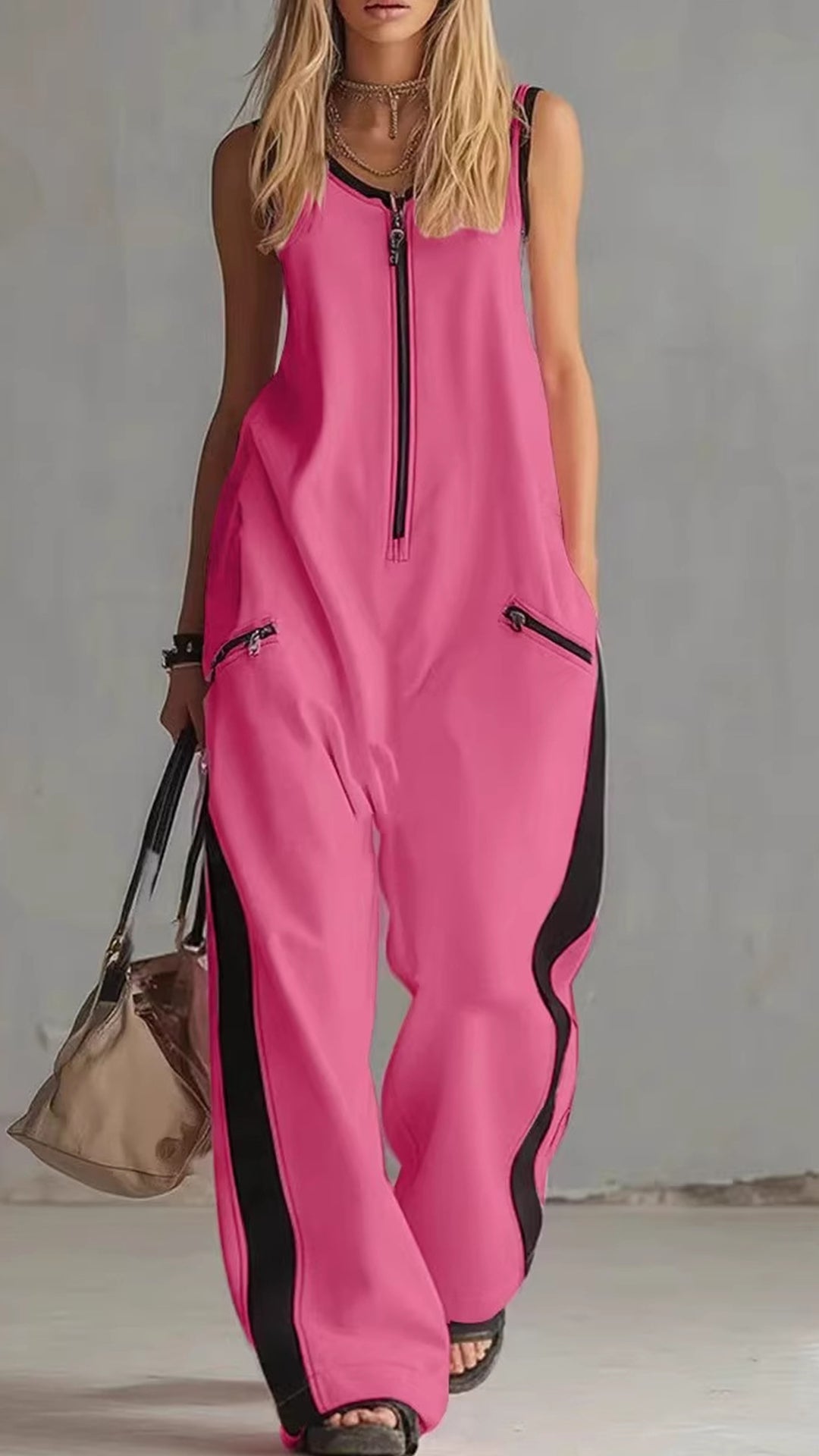 Women’s Color-Block Cotton Jumpsuit