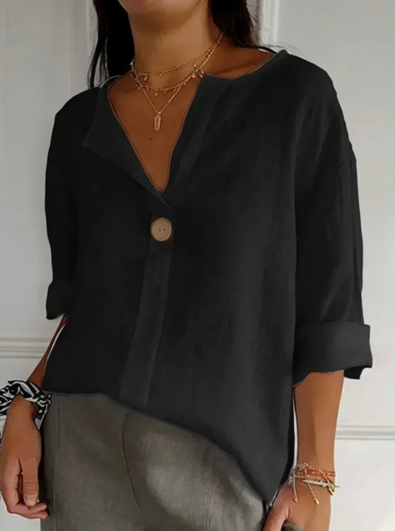 CLEARANCE SALE🔥 Loose T-shirt Women’s V-neck Cotton Button Top
