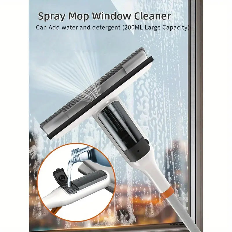 3-in-1 Glass Cleaning Kit – Durable Metal Pole, Silicone Scraper & Water Spray Wand, Ergonomic Easy-Grip Handle, 122cm Extendable Pole, Streak-Free Cleaning for High Windows, Shower Doors & Car Windshields