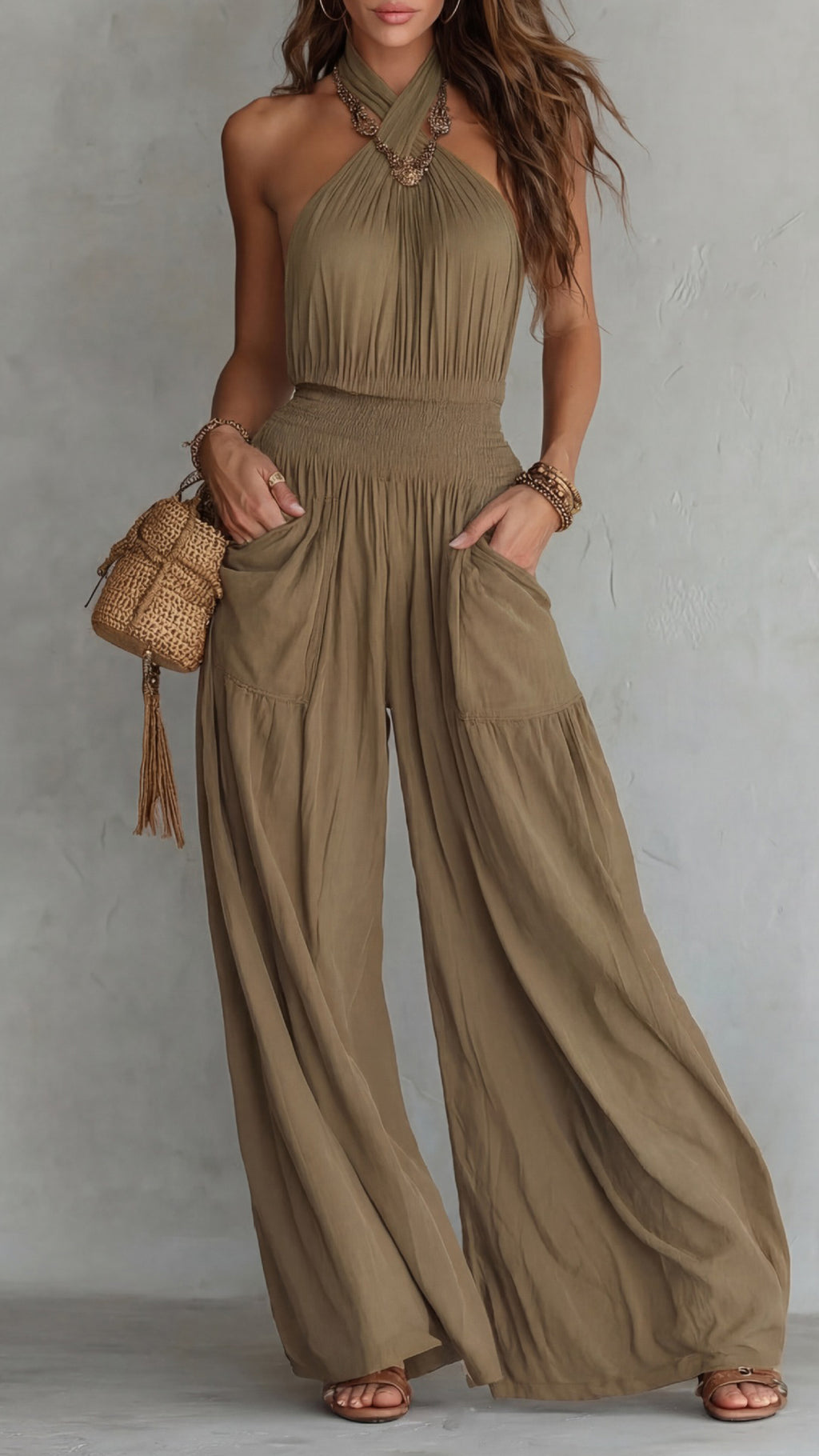 Women’s Halter Neck Wide-Leg Jumpsuit