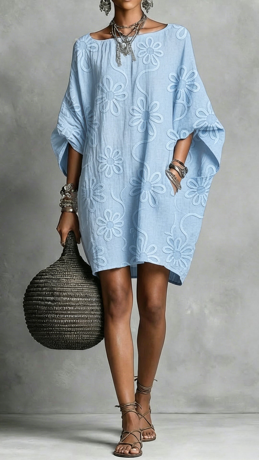 Women’s Floral Print Linen-Blend Tunic Dress