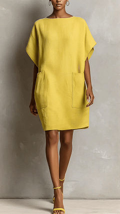 Women’s Cotton-Blend Boat Neck Straight Dress