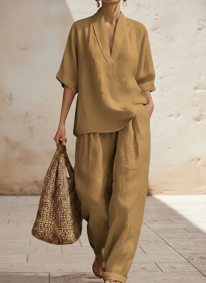 Plus Size Friendly New Arrivals🔥 Women’s Casual Cozy Minimalist Linen Two-piece Set