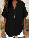 Women’s Solid-Color Short-Sleeve Shirt  Casual Everyday Top