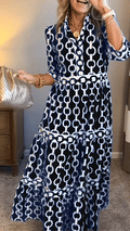 Women’s  Casual Vacation Style – Chain Print Shirt Dress
