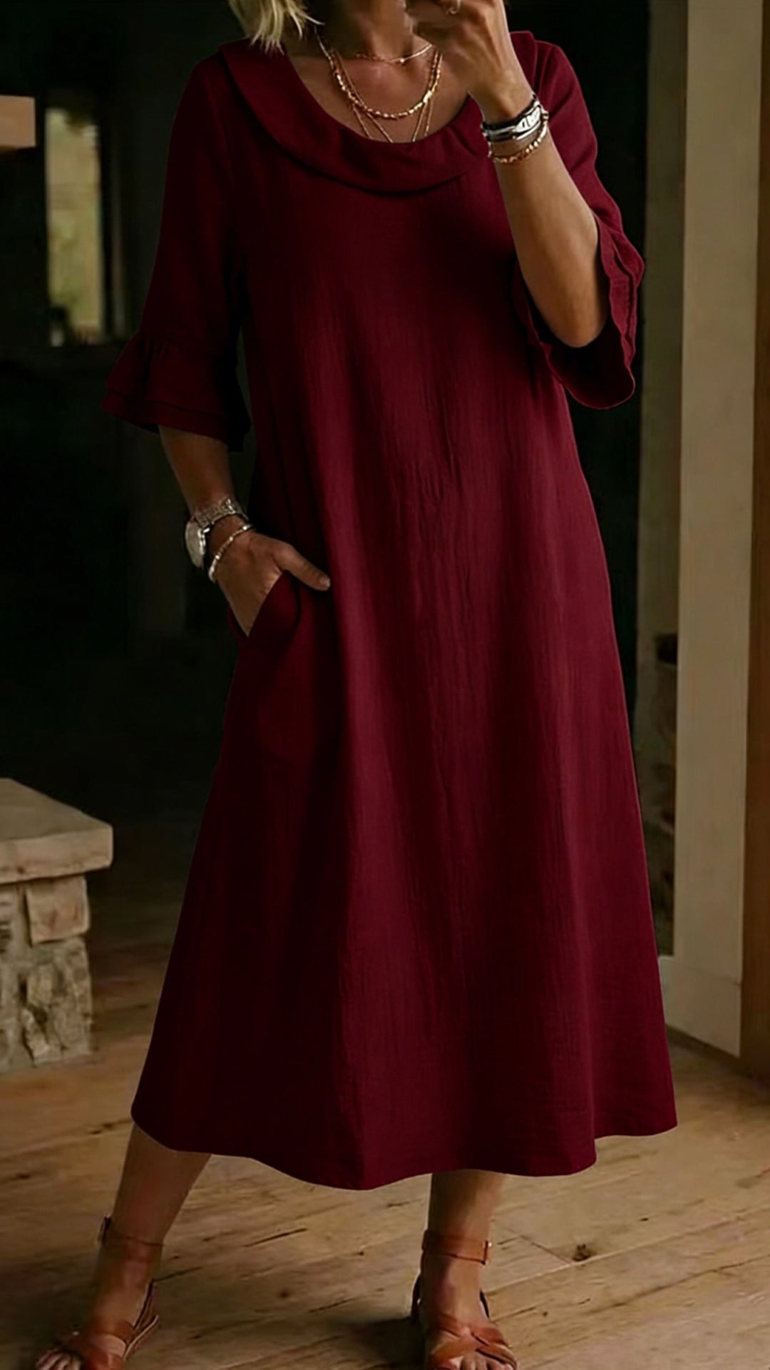 New Arrivals🔥Women’s Neck Ruffle Casual Dress