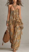 🔥Women’s Cotton-Blend Halter Printed Wide-Leg Pants Set