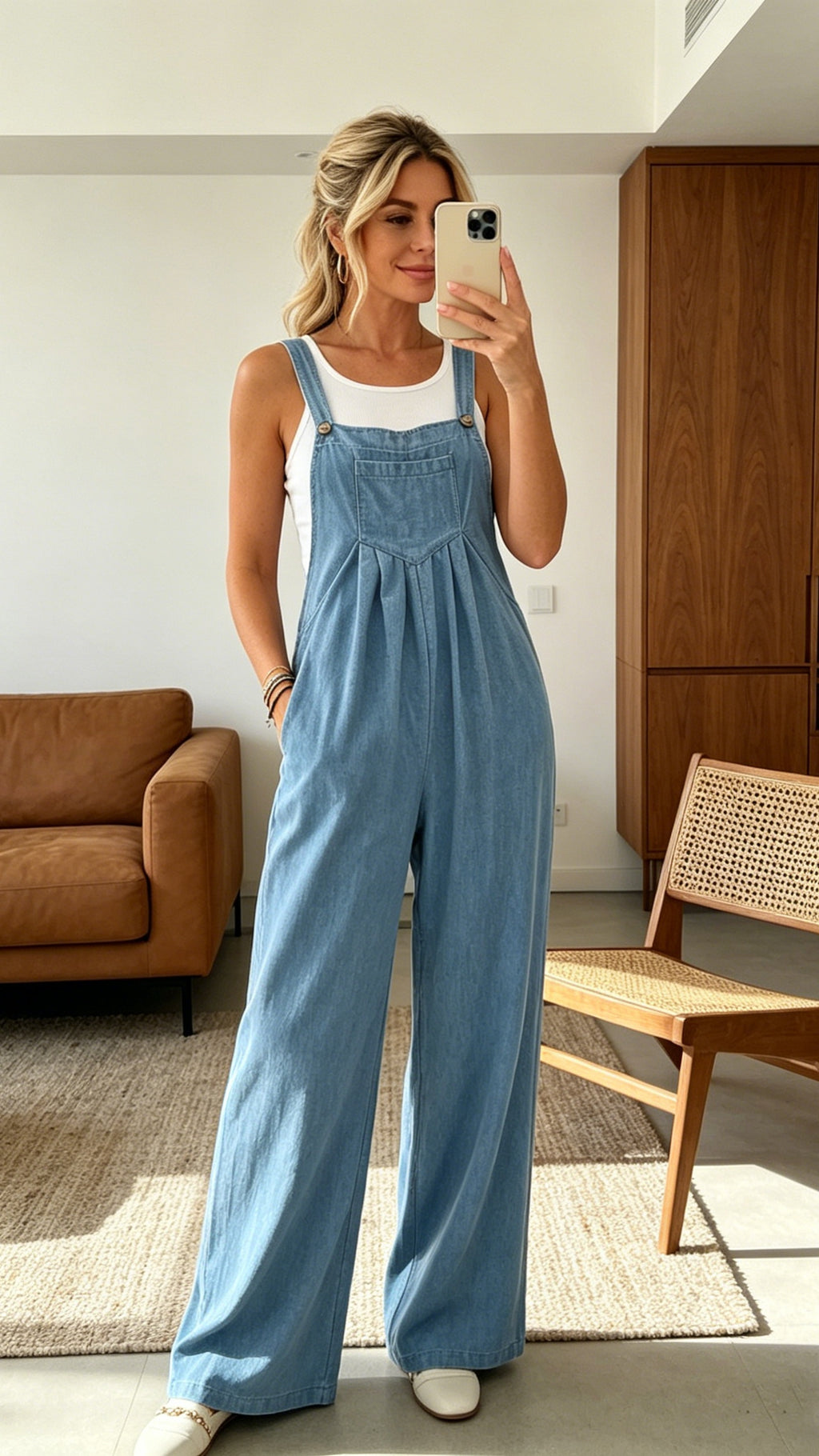 Women’s Solid-Color Casual Retro Overalls