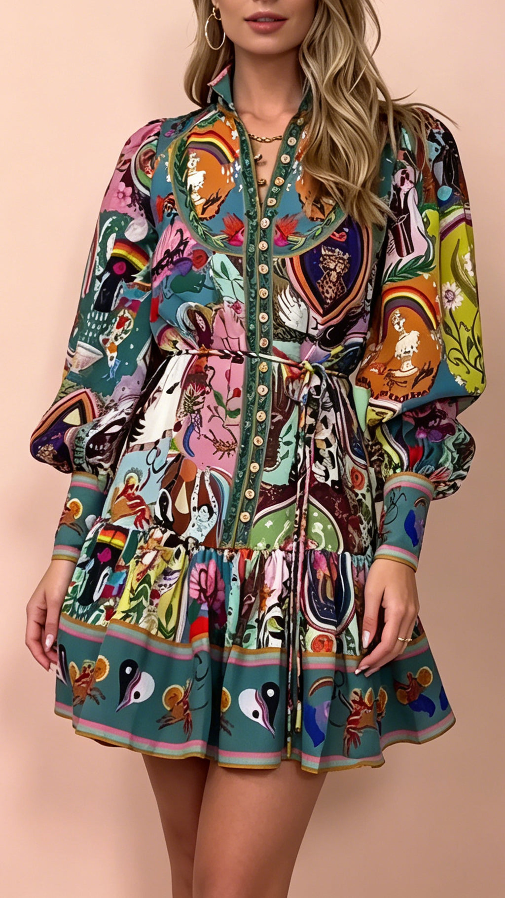 ✨🔥HOT SALE 👉Recommenf for you-Women’s Art Print Shirt Dress