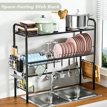 Over Sink Dish Drying Rack with Large Storage Space – 1 & 2 Tier