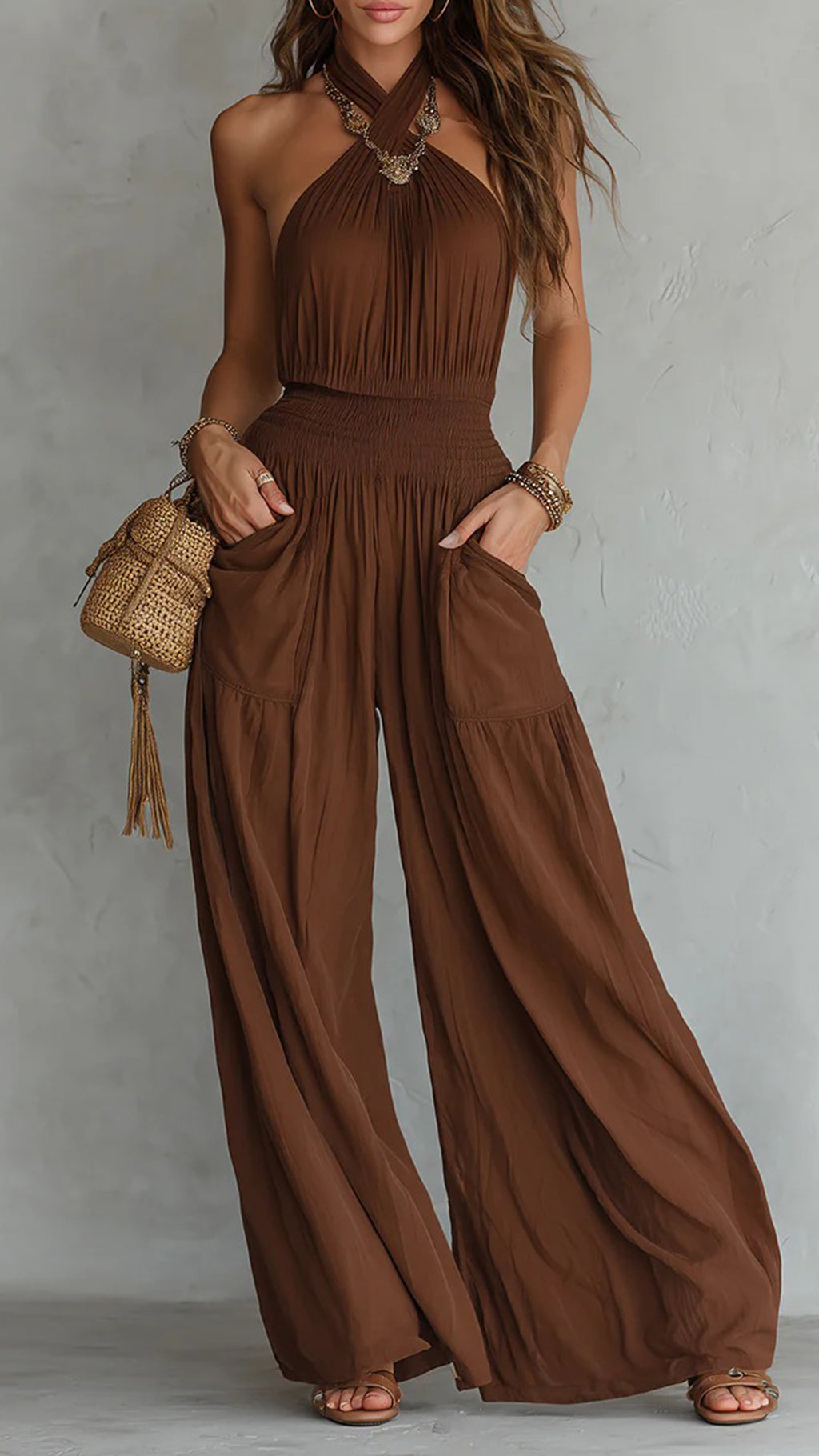 Women’s Halter Neck Wide-Leg Jumpsuit