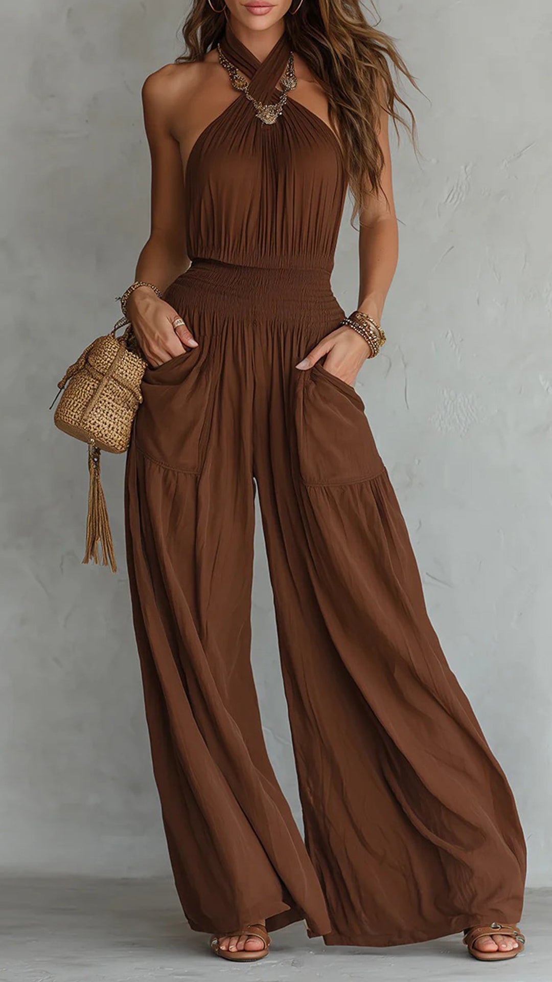 Women’s Halter Neck Wide-Leg Jumpsuit