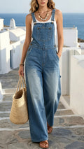 Women’s Casual Washed Loose Denim Overalls