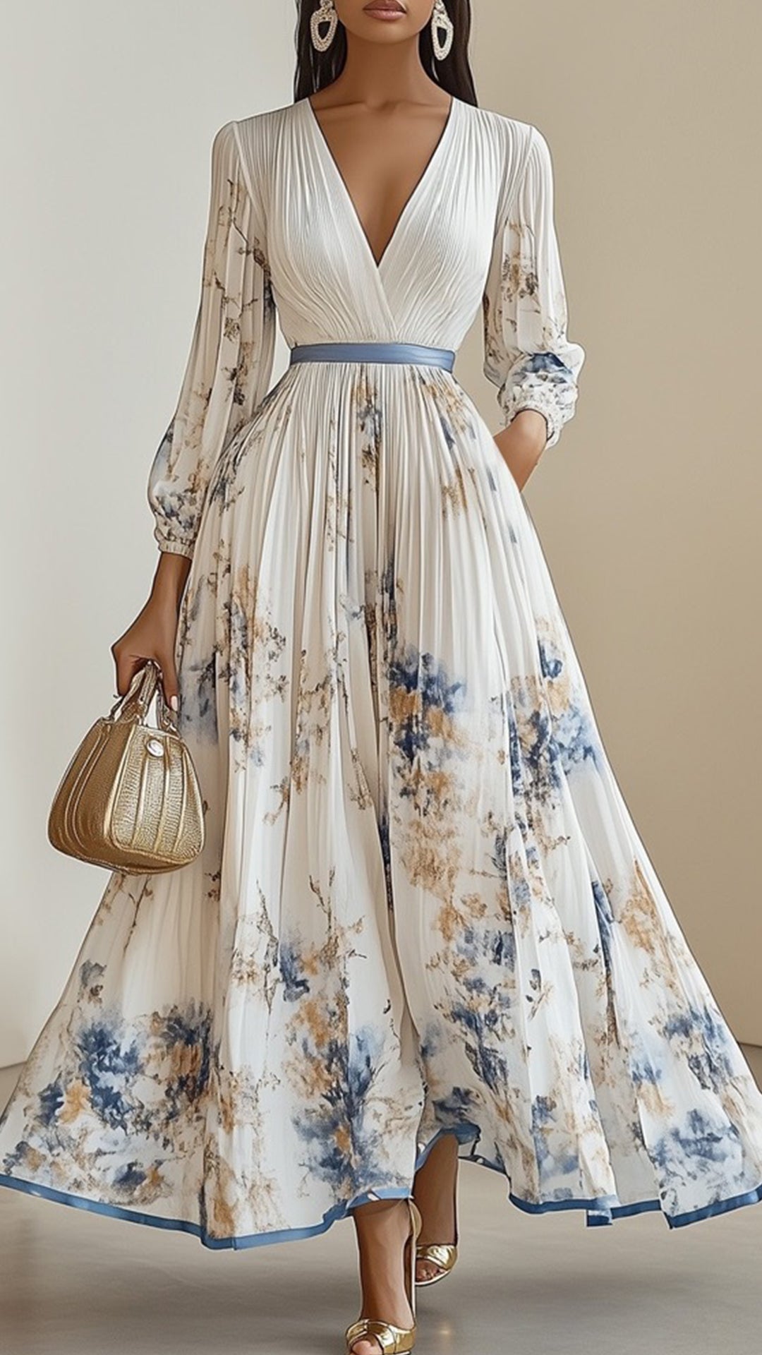 Women’s Floral Print Cotton-Blend Maxi Dress