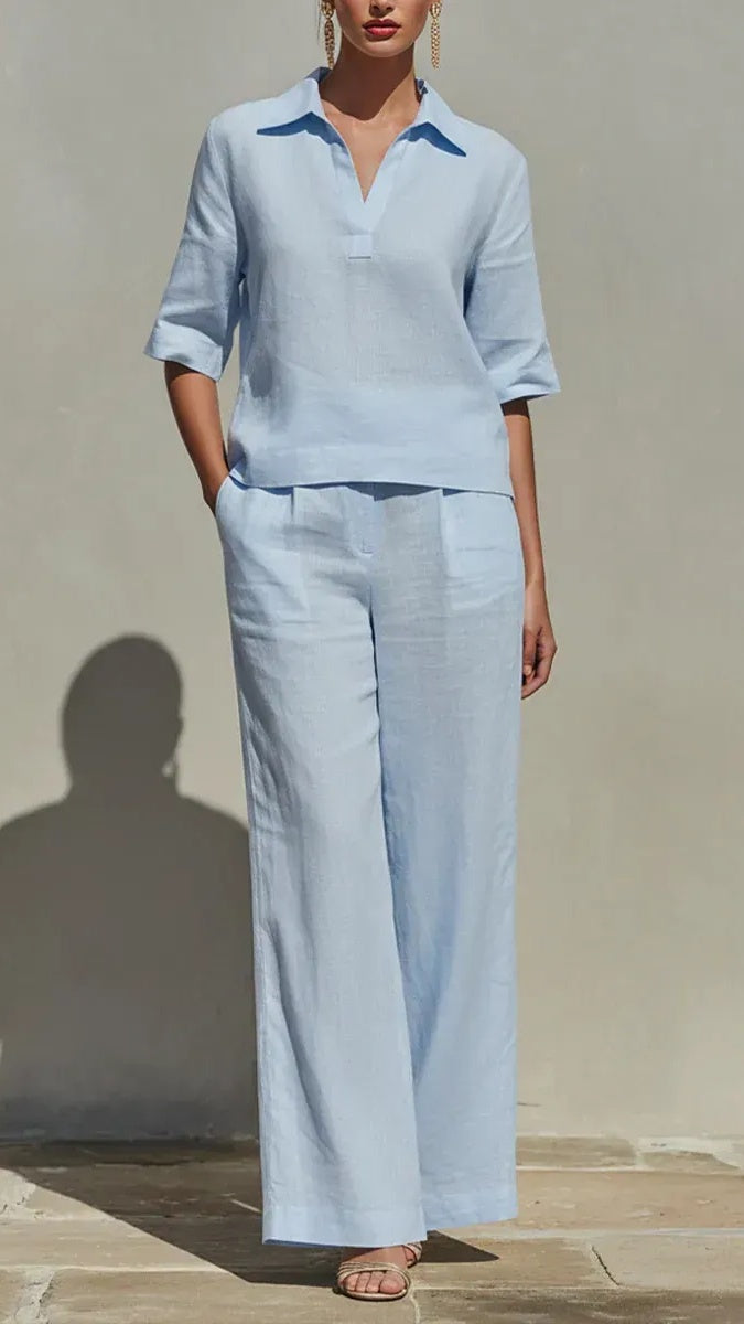 New Arrivals🔥Women’s Solid Cotton Linen Two-Piece Set