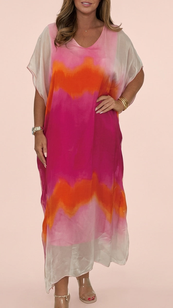 Women’s Ombré Tie-Dye Chiffon Dress