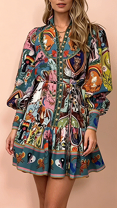 ✨🔥HOT SALE 👉Recommenf for you-Women’s Art Print Shirt Dress