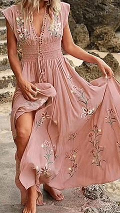 Women’s   Floral  Cotton-Blend Maxi Dress