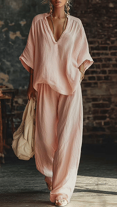 Women’s  Relaxed Cotton-Blend Two-Piece Set