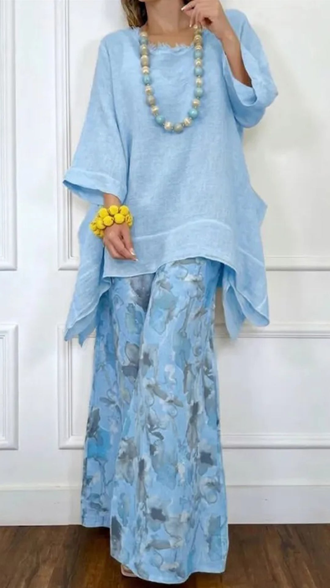 Women’s Linen-Blend Floral Print Two-Piece Set