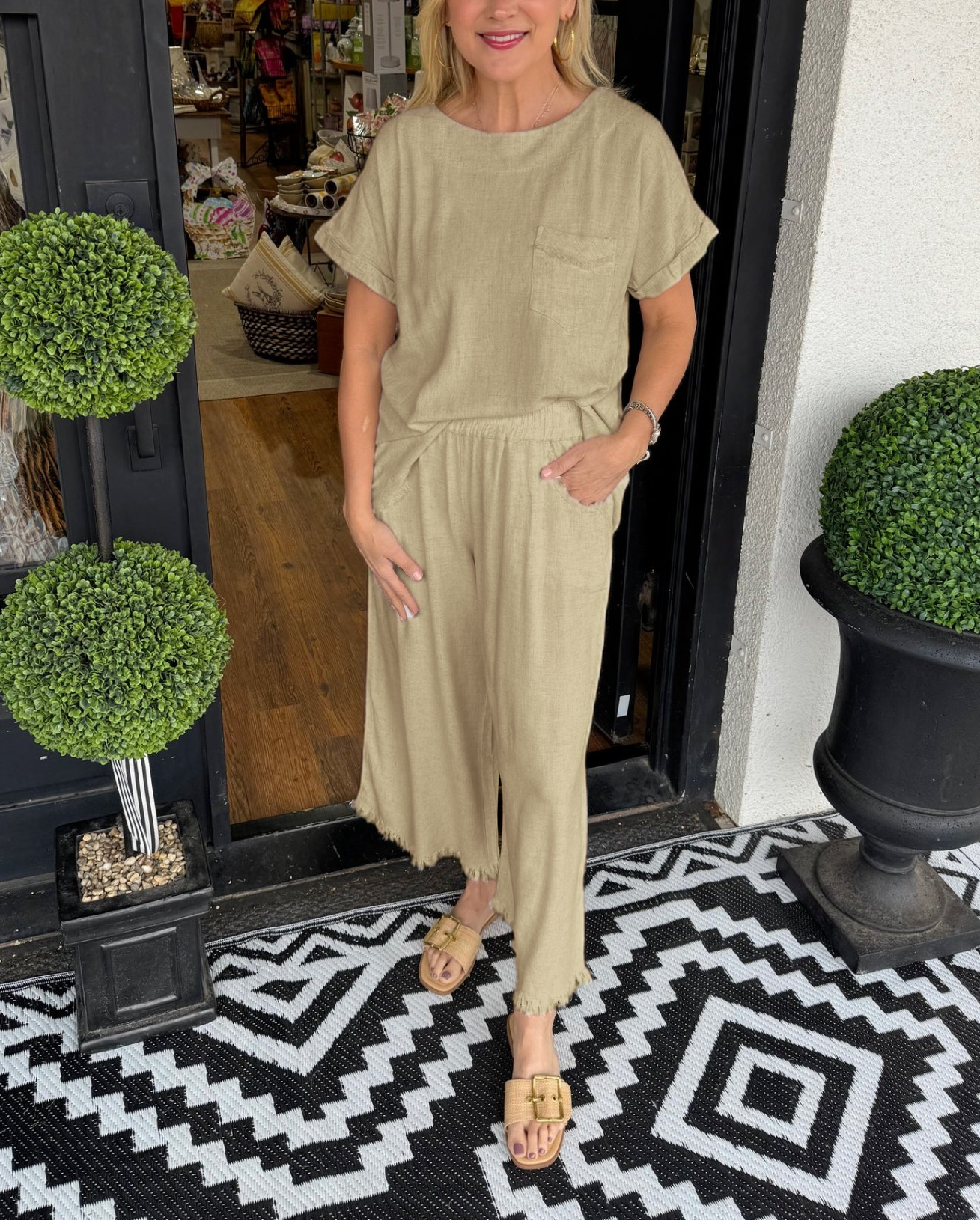 Women’s Casual Solid Cotton Linen Lounge Set (Buy 2 Free Shipping)