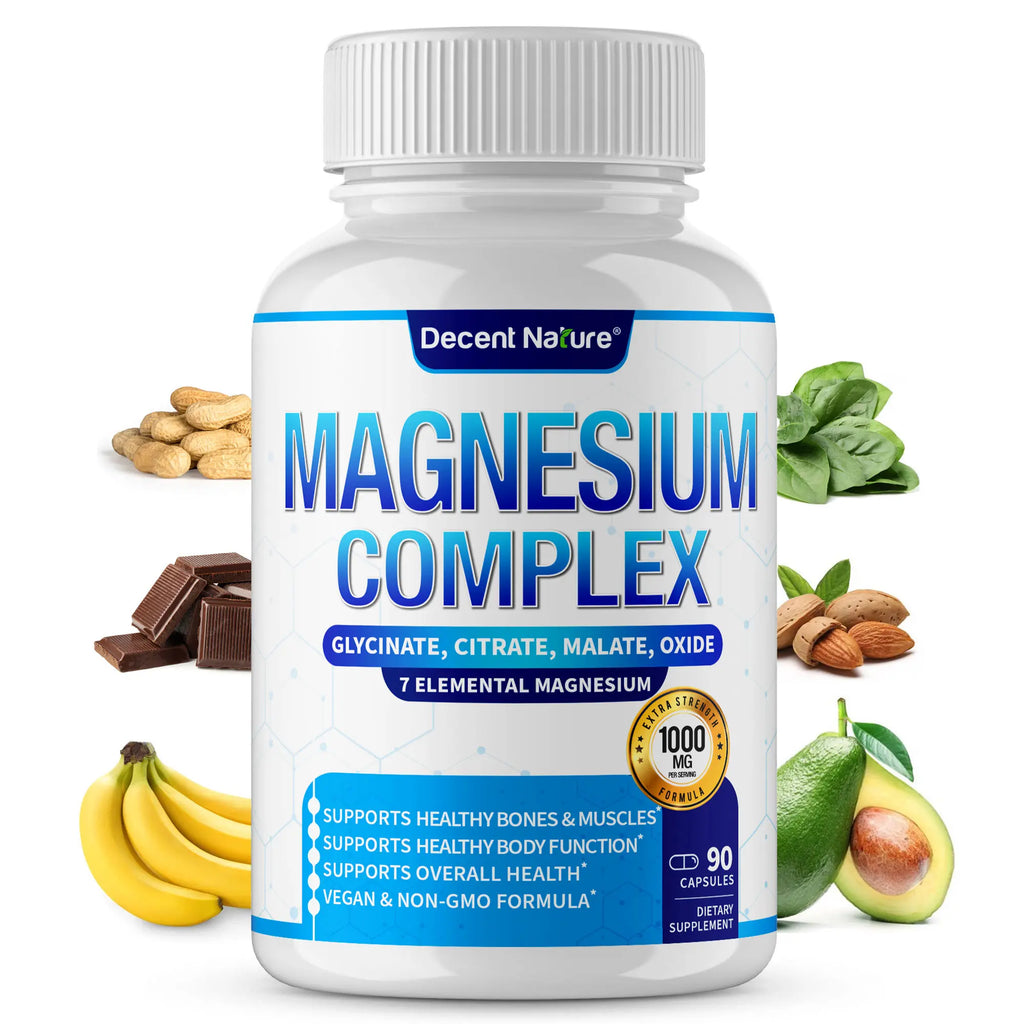 Magnesium Complex 1000mg | 7 Elemental Magnesium | 90 Capsules | Bone Health | Made in USA