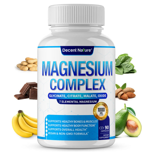 Magnesium Complex 1000mg | 7 Elemental Magnesium | 90 Capsules | Bone Health | Made in USA