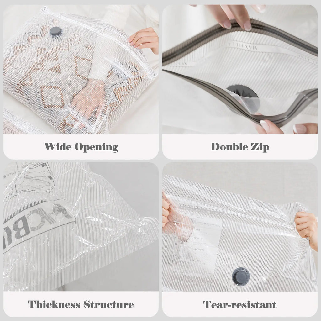 2026 Upgraded Cordless Vacuum Compression Bag Set, 24 Pack 3 Sizes Travel Storage Bags, USB Rechargeable Handheld Pump, Waterproof Reusable Space Saver Zipper Pouches for Luggage Suitcase Clothes Carry-On Packing