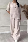 CLEARANCE SALE🔥 Women’s Casual button decorated cotton and linen two-piece set