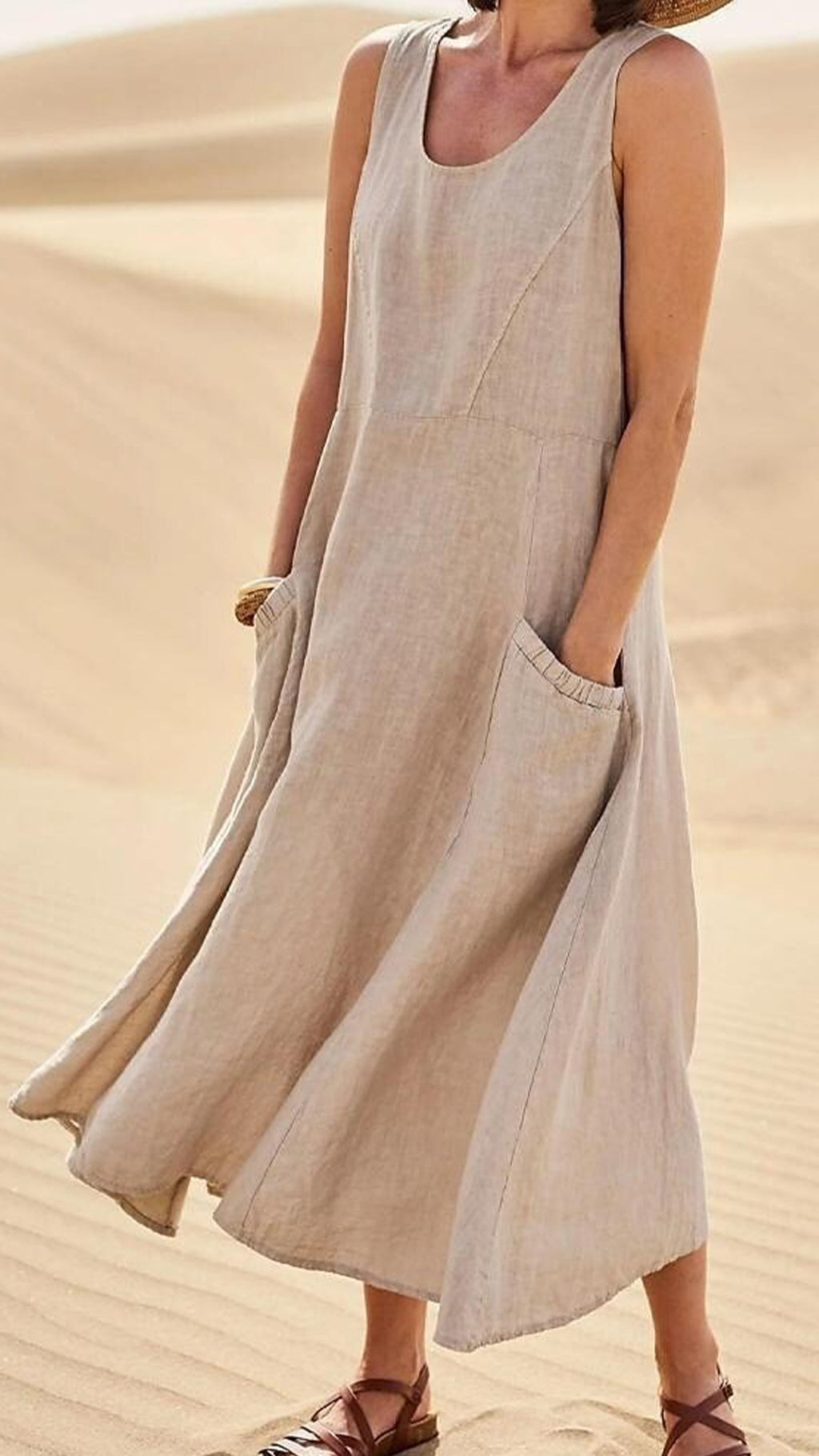 Women’s Cotton-Linen Blend Sleeveless Dress