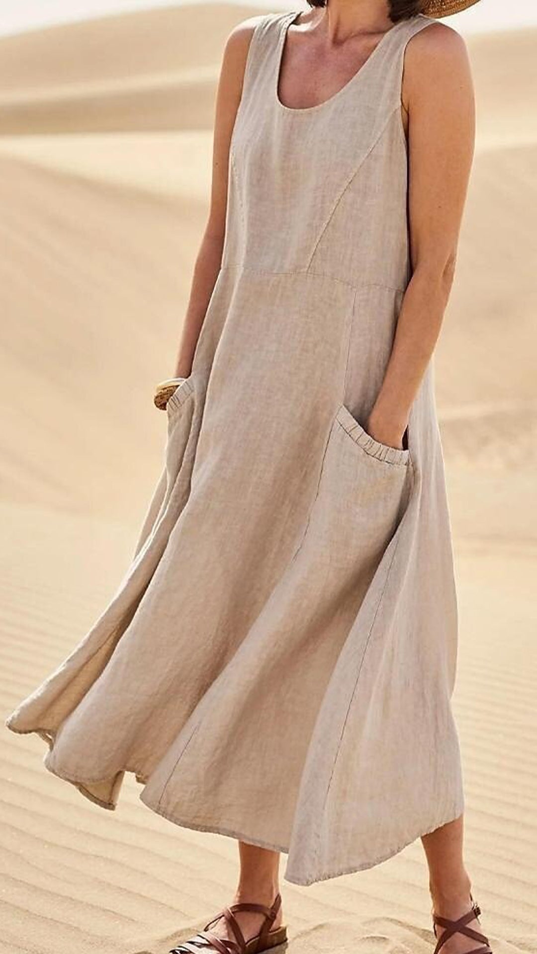 Women’s Cotton-Linen Blend Sleeveless Dress