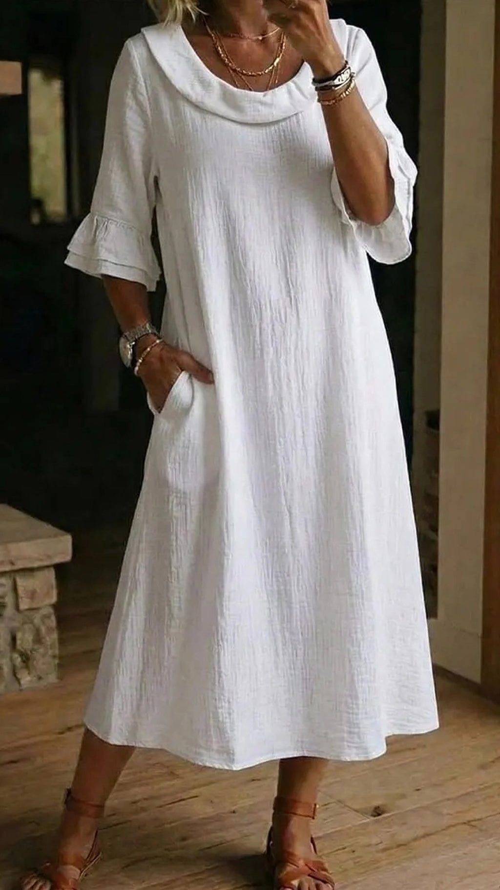 New Arrivals🔥Women’s Neck Ruffle Casual Dress