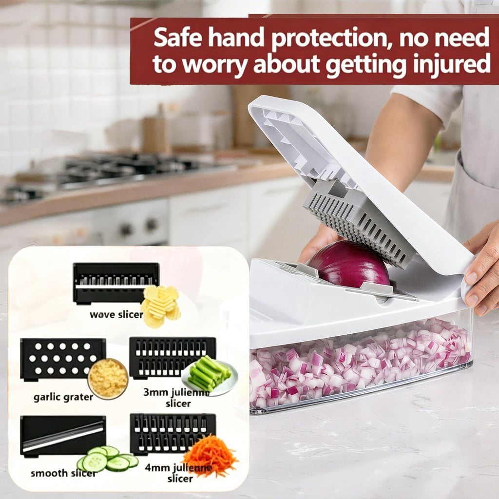8-in-1 Multifunctional Vegetable Chopper with Storage Container