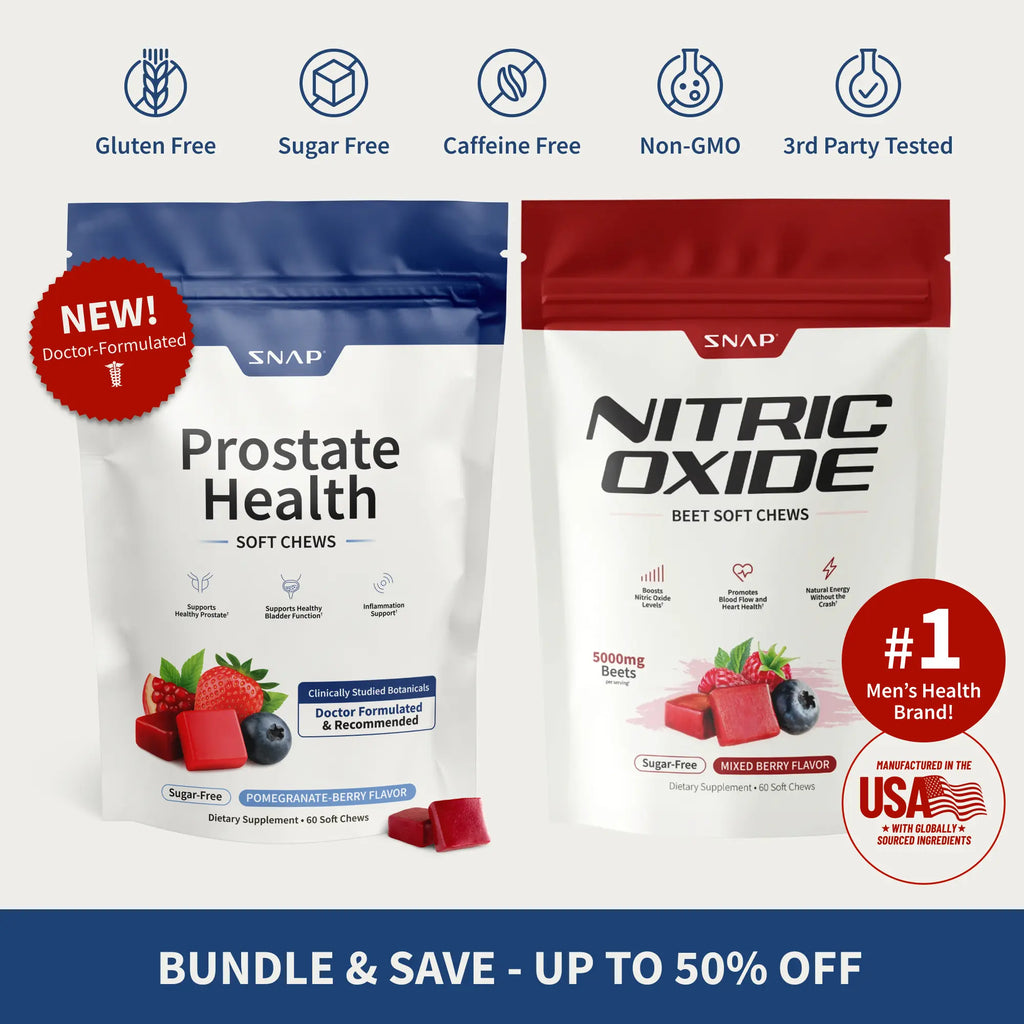 Prostate Health & Nitric Oxide Chews | Urinary Support | Blood Flow & Energy | Antioxidants | Mixed Berry Flavor