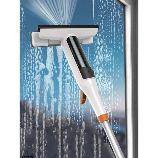 3-in-1 Glass Cleaning Kit – Durable Metal Pole, Silicone Scraper & Water Spray Wand, Ergonomic Easy-Grip Handle, 122cm Extendable Pole, Streak-Free Cleaning for High Windows, Shower Doors & Car Windshields