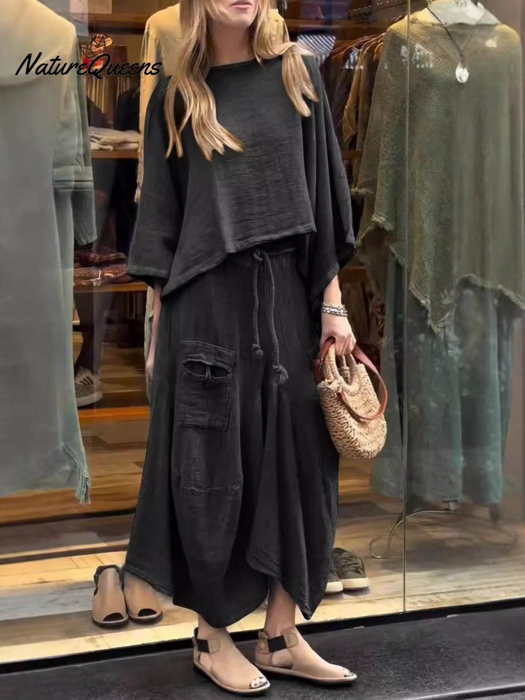 Women’s Solid Color Casual Loose Elegant Stylish Skirt Two Piece Suit