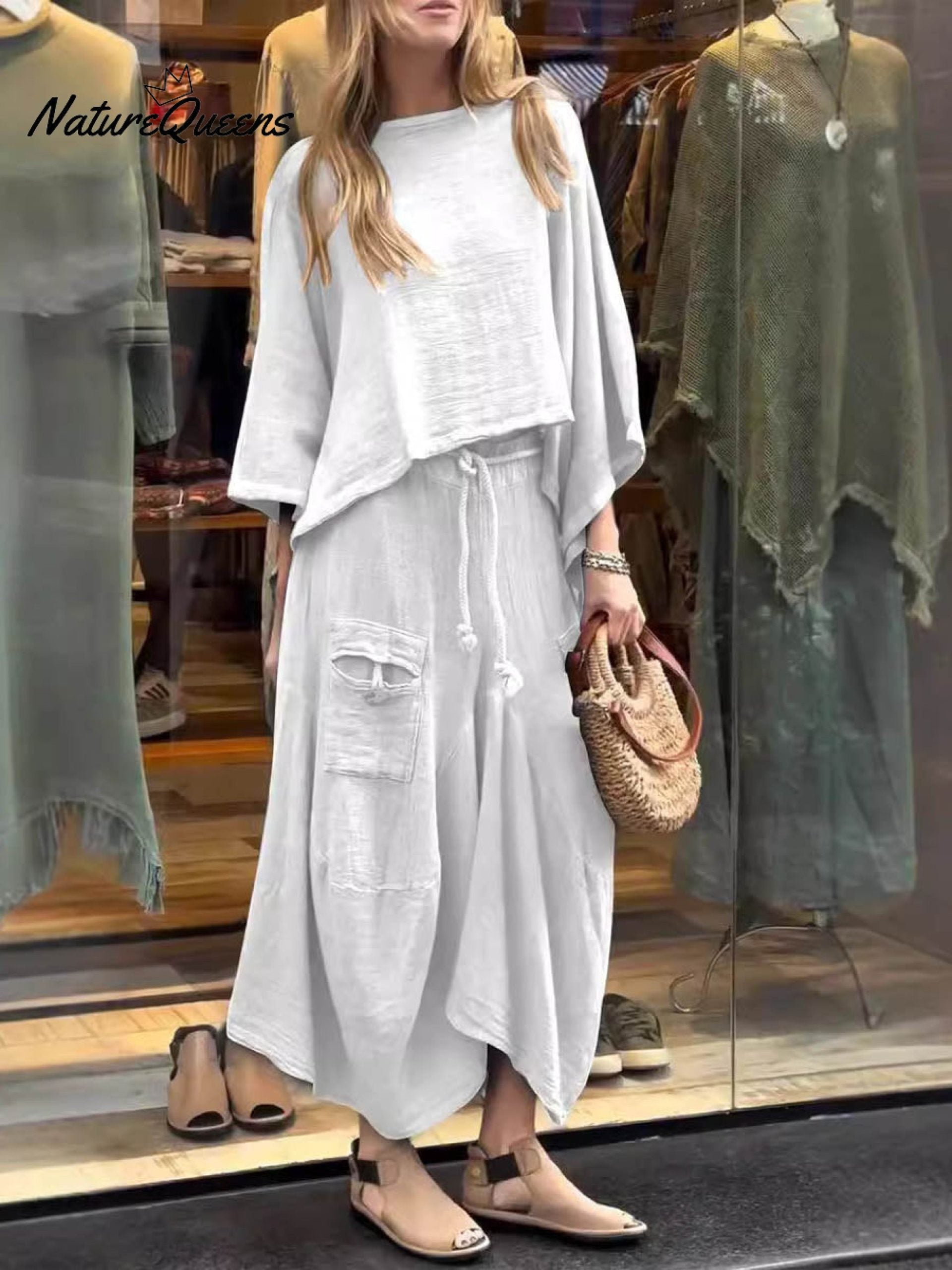 Women’s Solid Color Casual Loose Elegant Stylish Skirt Two Piece Suit