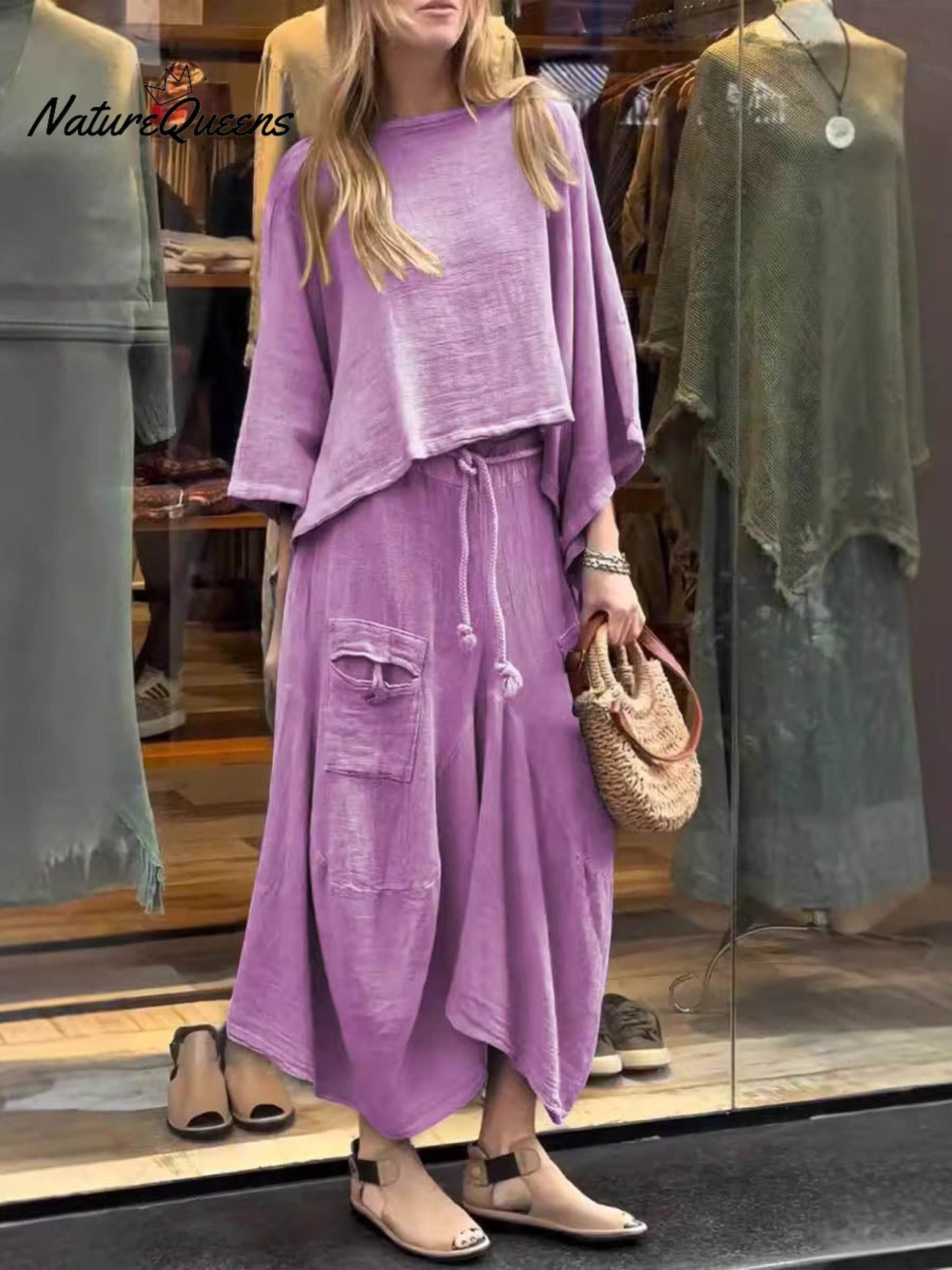 Women’s Solid Color Casual Loose Elegant Stylish Skirt Two Piece Suit