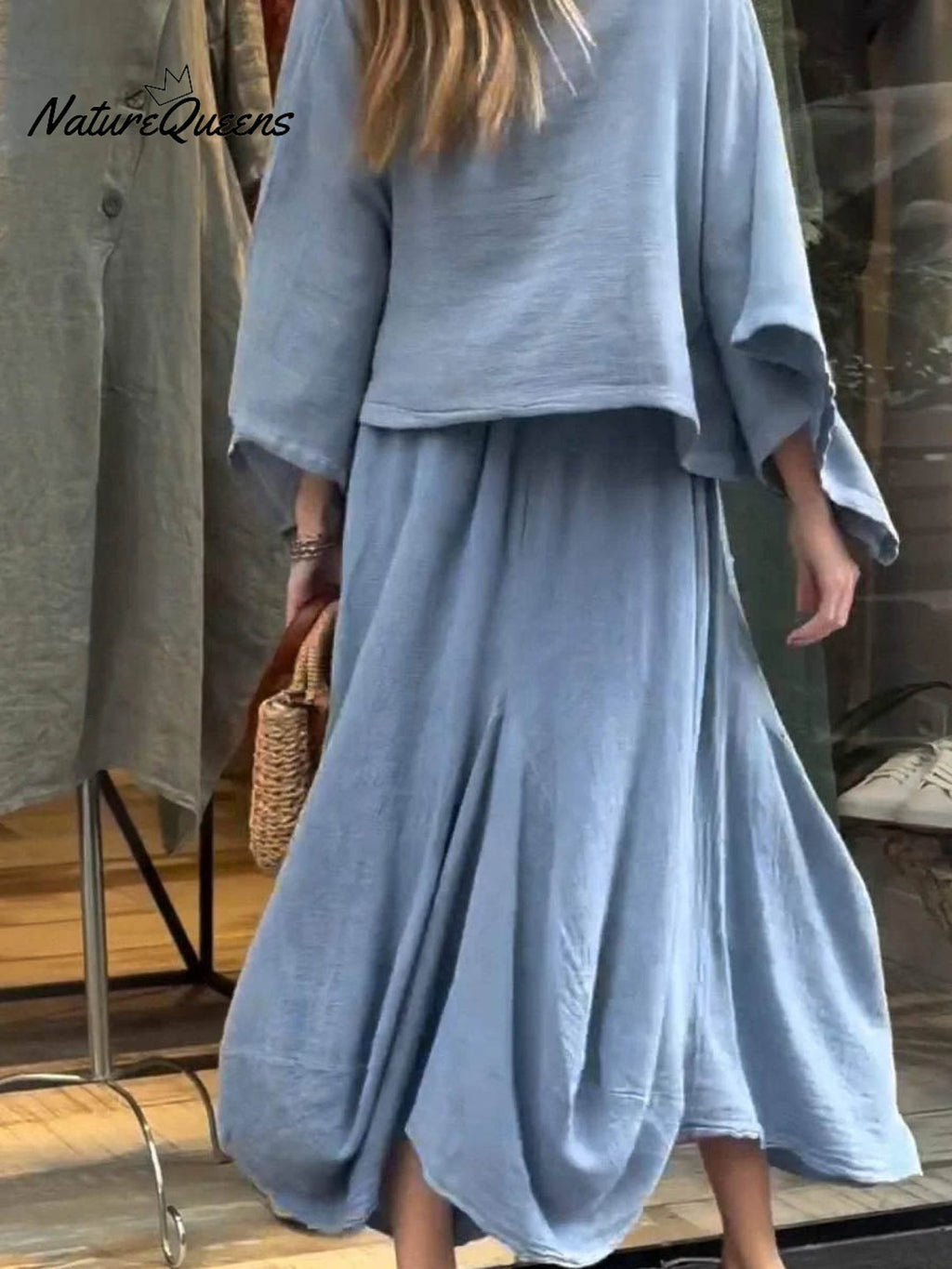 Women’s Solid Color Casual Loose Elegant Stylish Skirt Two Piece Suit