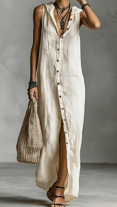 Women’s button-down sleeveless hooded dress