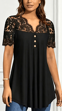 Women’s Lace V-Neck Waist-Cinching Top