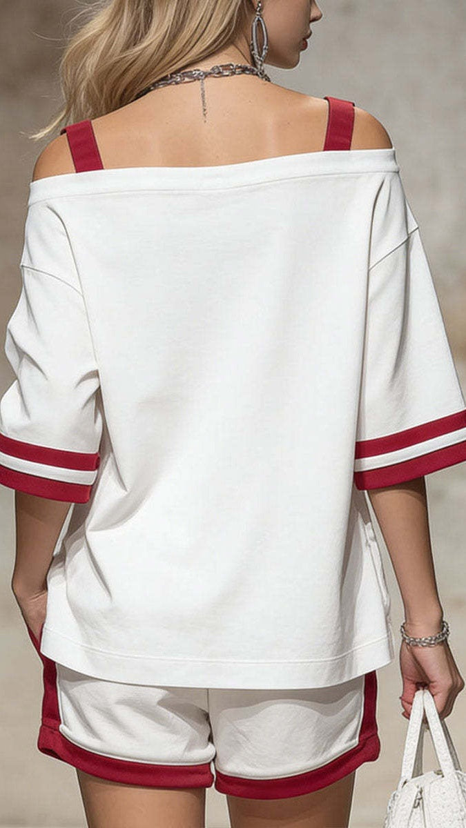 Women’s Off-Shoulder Top & Shorts Casual Two-Piece Set