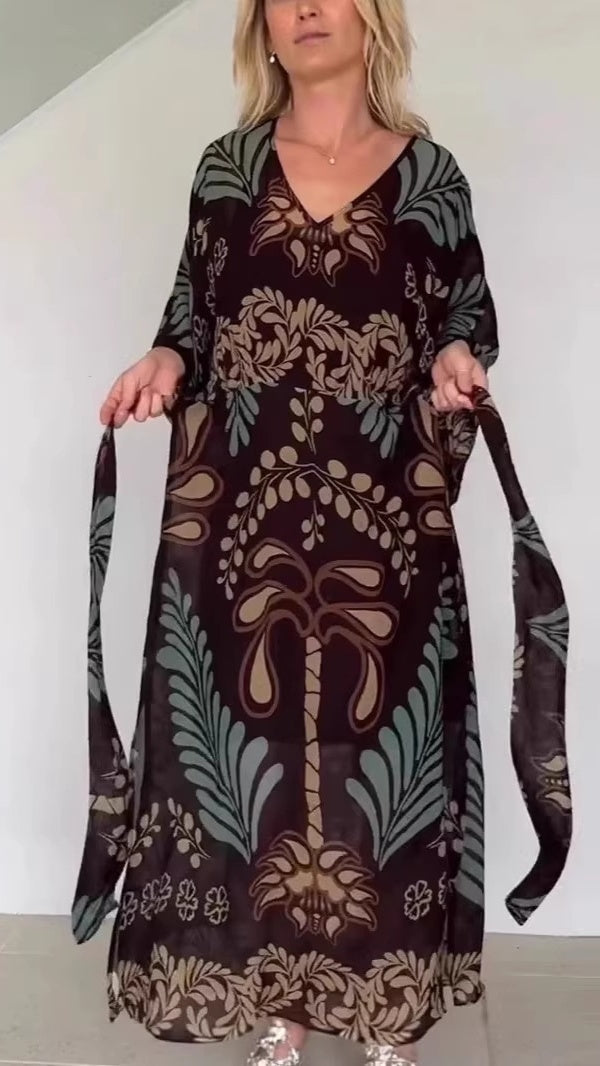 Women’s Lace-up Bohemian-Style Chiffon Dress