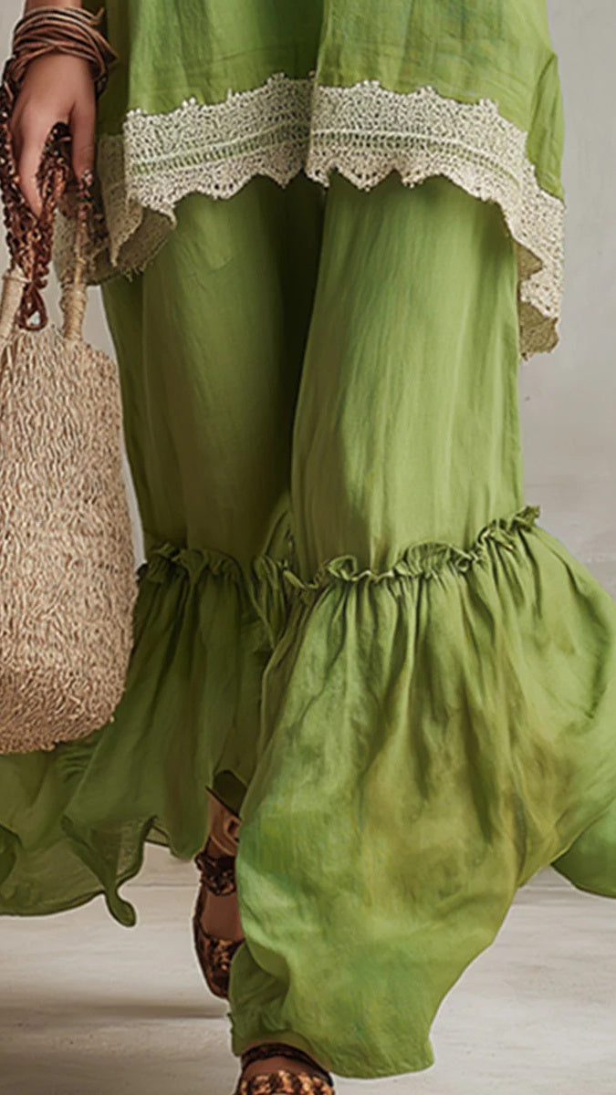 Women’s Bohemian-Style Vacation Dress with Lace Straps