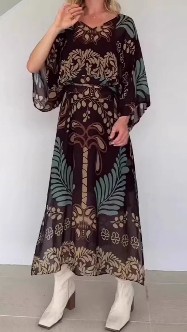 Women’s Lace-up Bohemian-Style Chiffon Dress