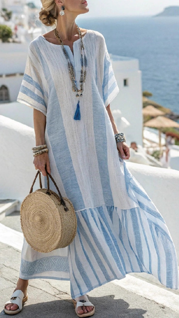 Women’s Digitally Printed V-Neck Midi Dress with Half Sleeves