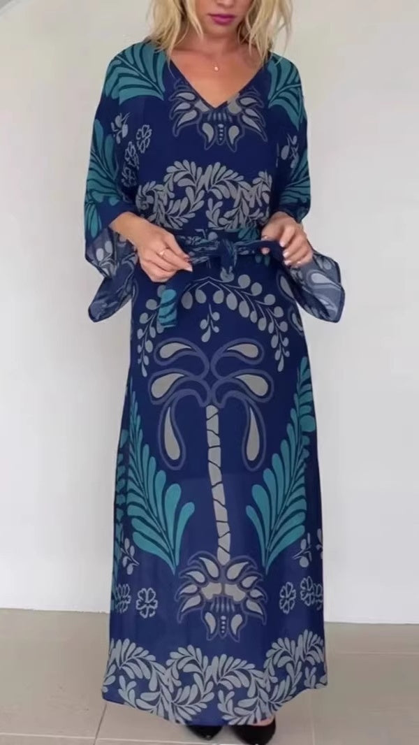 Women’s Lace-up Bohemian-Style Chiffon Dress